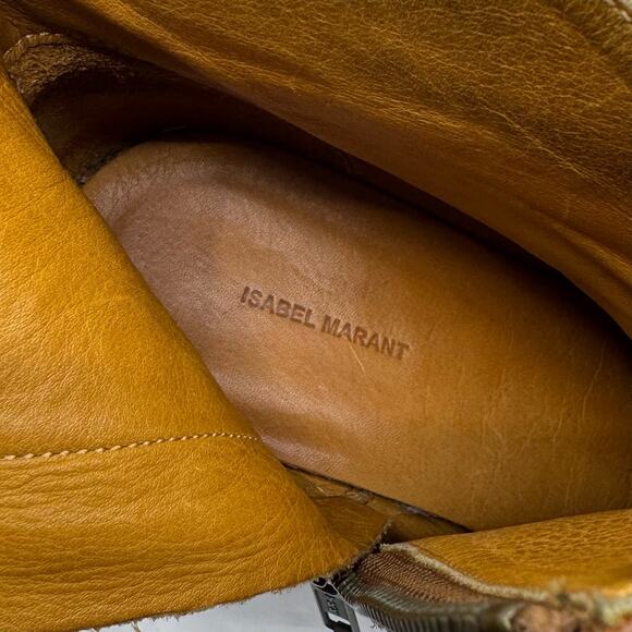 ISABEL MARANT 'Dicker' Cognac Leather Western Ankle Boots - Picture 10 of 11